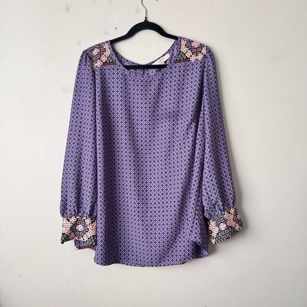 Loft Plus Purple And Pink Long Sleeve Blouse Women’s Size 18